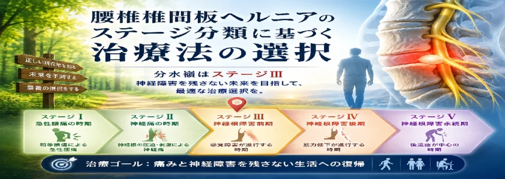 腰椎椎間板ヘルニアのステージ分類に基づく治療法の選択